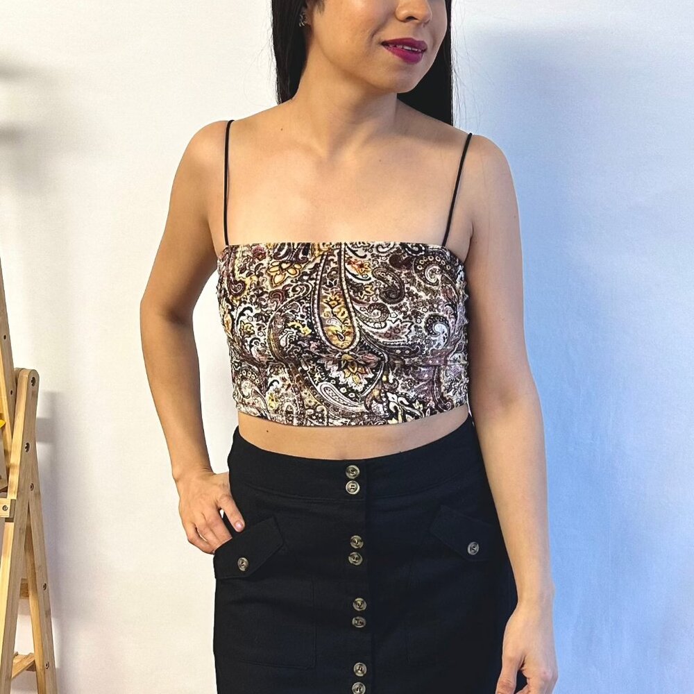 Paisley Velvet Crop Top
